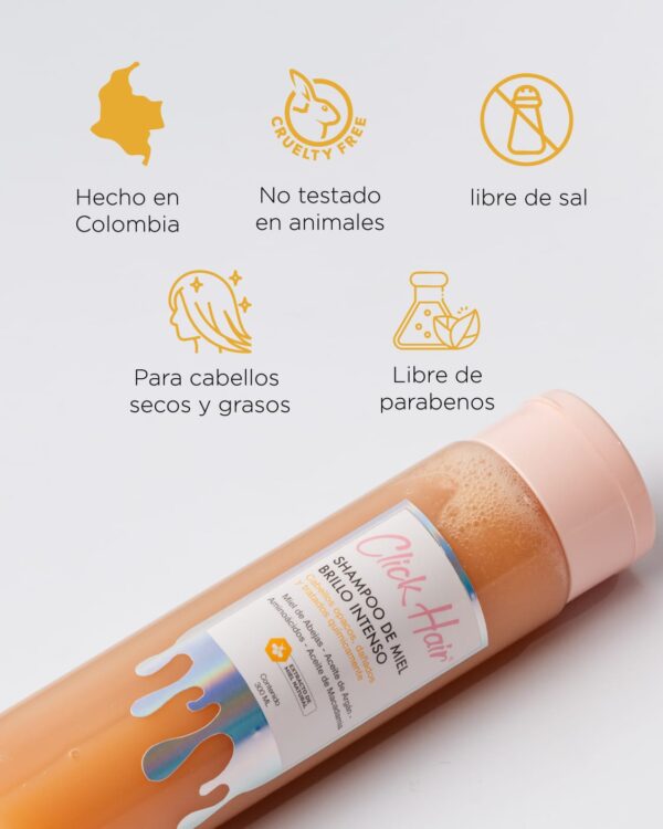 Shampoo de Miel Brillo Intenso Click Hair - Imagen 4